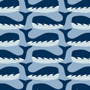 Whales in Classic Blue Limited Color Palette