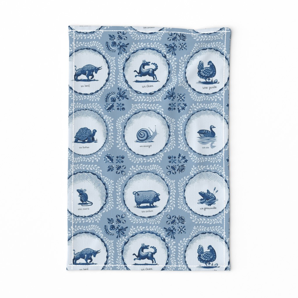 French Animals in Blue Tiles