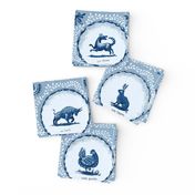 French Animals in Blue Tiles
