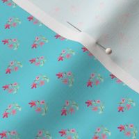 vintage floral ditsy on turquoise