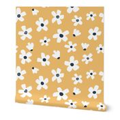 Ditsy micro // Daisy garden Golden yellow and navy blue