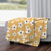 Medium // Daisy garden Golden yellow and navy blue floral girls Pantone