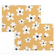 Medium // Daisy garden Golden yellow and navy blue floral girls Pantone