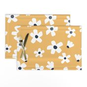 Medium // Daisy garden Golden yellow and navy blue floral girls Pantone