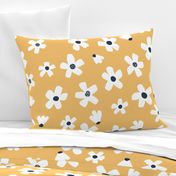 Medium // Daisy garden Golden yellow and navy blue floral girls Pantone