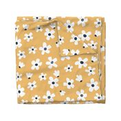 Medium // Daisy garden Golden yellow and navy blue floral girls Pantone