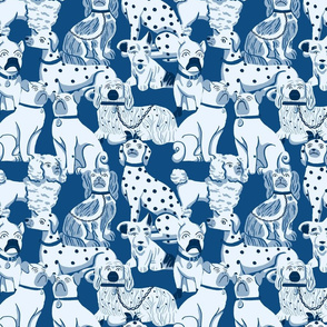 Porcelain Dogs in Blue