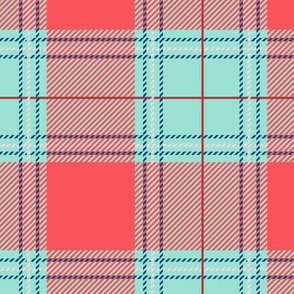 Coral Cyan Plaid V01