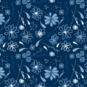 Classic Blue Happy Floral
