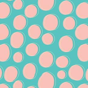 Blobs and outlines in aqua and pink