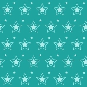 Starburst - Grey Green Stars on a Teal / Petrol Green 