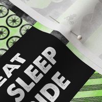 (3" small scale) Motocross Patchwork - EAT SLEEP RIDE - bright green C20BS
