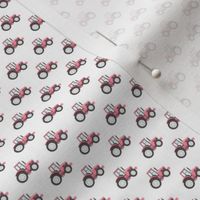 (micro scale) pink tractor on white - farm fabric C20BS