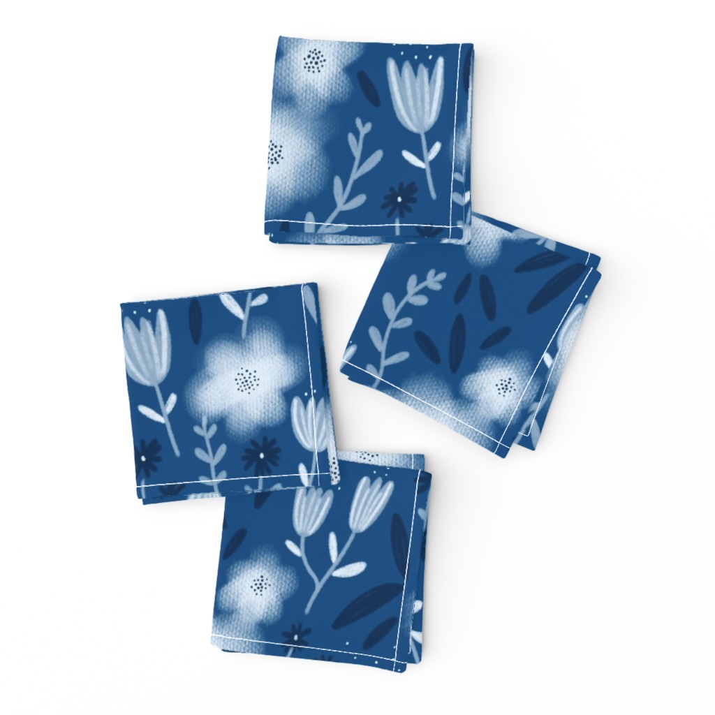 Classic blue tones flower pattern