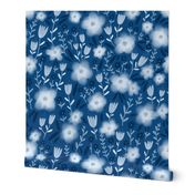 Classic blue tones flower pattern