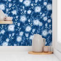 Classic blue tones flower pattern