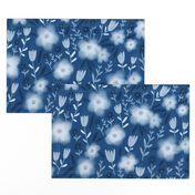 Classic blue tones flower pattern