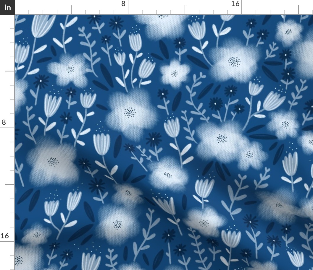 Classic blue tones flower pattern