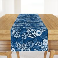 Classic blue papercut roses/large scale