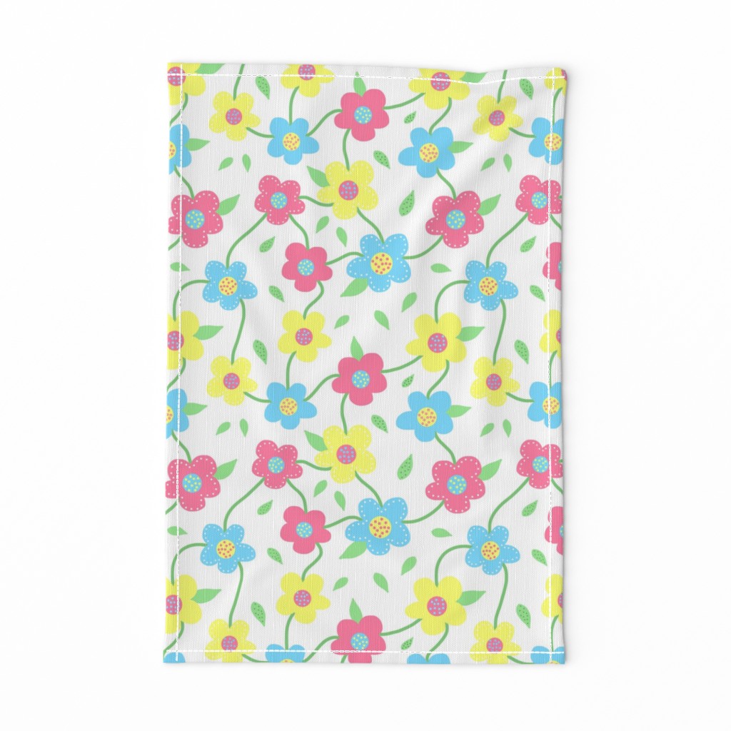 Floral Spring Delight! Pastels on white, large