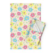 Floral Spring Delight! Pastels on creamy beige, large 