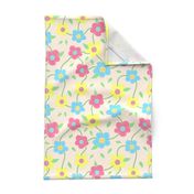 Floral Spring Delight! Pastels on creamy beige, large 