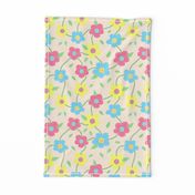 Floral Spring Delight! Pastels on creamy beige, large 