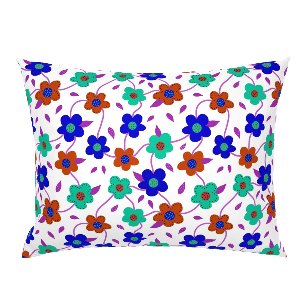 Floral Spring Delight! Bold colours on white, large 