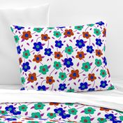 Floral Spring Delight! Bold colours on white, large 