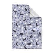 Cats frolicking in the garden - lavender - large scale