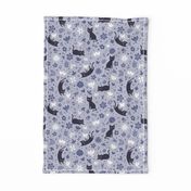 Cats frolicking in the garden - lavender - large scale