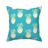 6" Summer Pineapple in Aqua