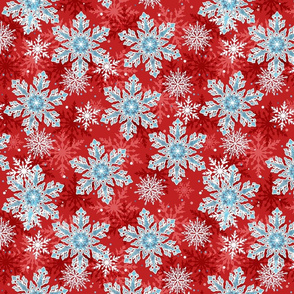 Red Blue Snowflake Pattern Winter