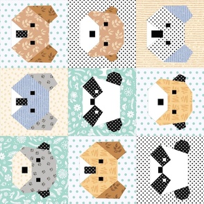 Origami Bears Cheater Quilt rotated