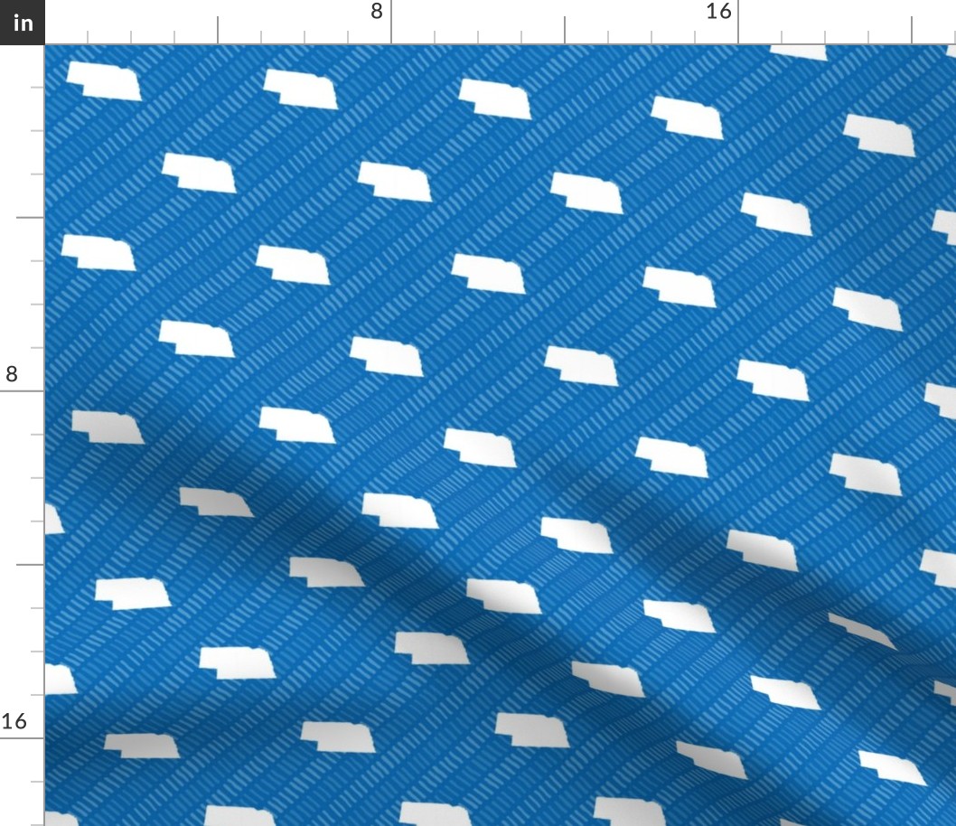 Nebraska State Shape Pattern Blue and White Stripes