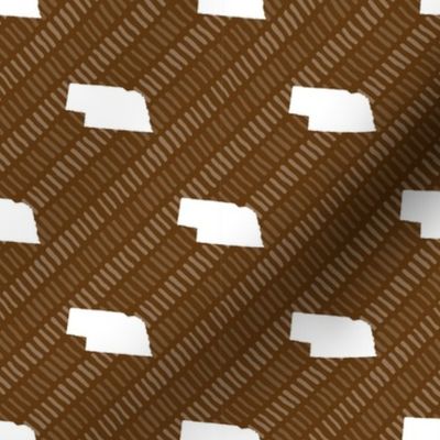 Nebraska State Shape Pattern Brown and White Stripes