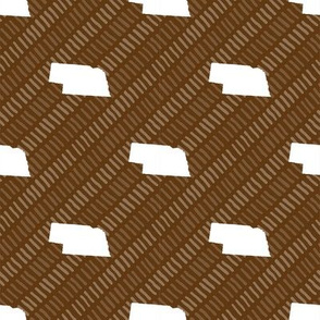 Nebraska State Shape Pattern Brown and White Stripes