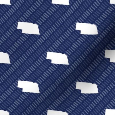 Nebraska State Shape Pattern Dark Blue and White Stripes