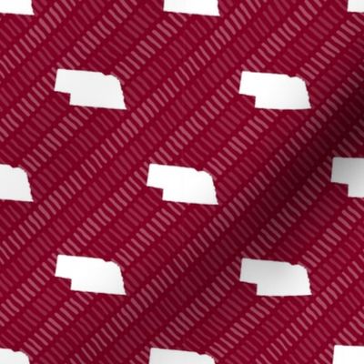 Nebraska State Shape Pattern Garnet and White Stripes