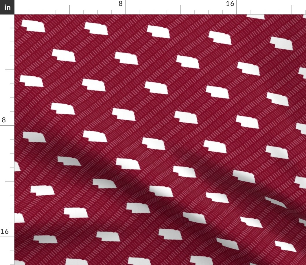 Nebraska State Shape Pattern Garnet and White Stripes