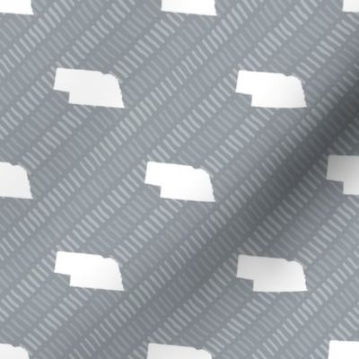 Nebraska State Shape Pattern Grey and White Stripes