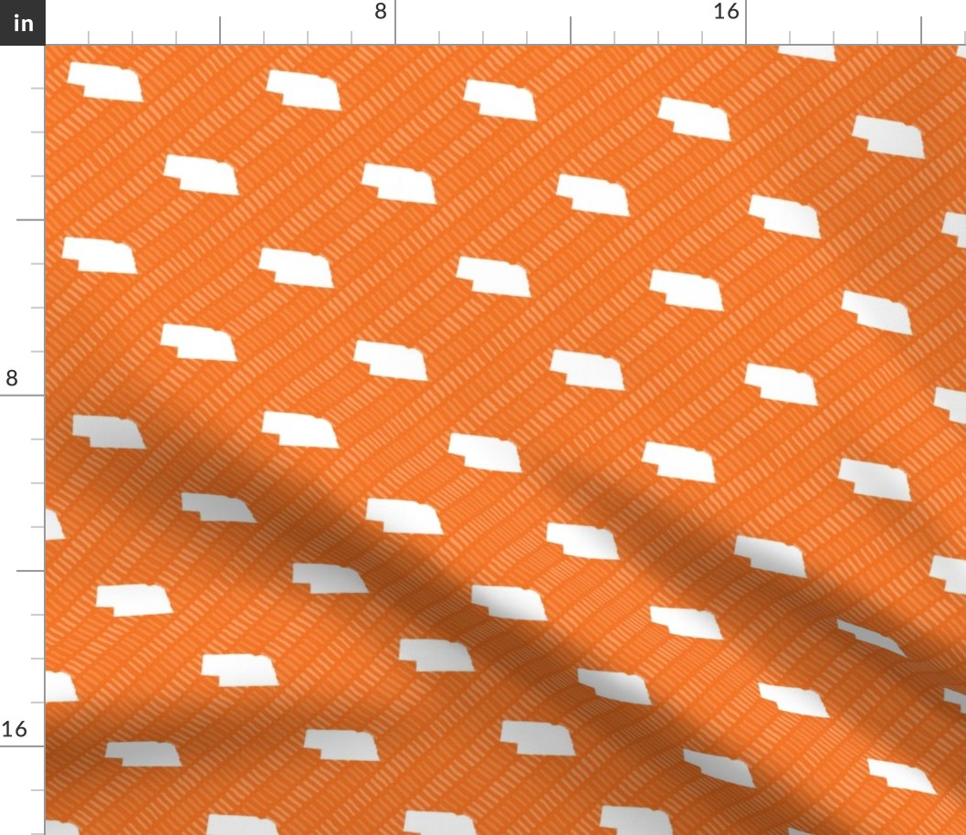 Nebraska State Shape Pattern Orange and White Stripes