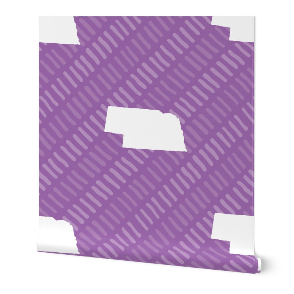 Nebraska State Shape Pattern Purple and White Stripes