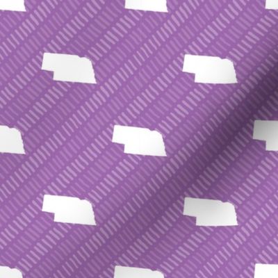 Nebraska State Shape Pattern Purple and White Stripes