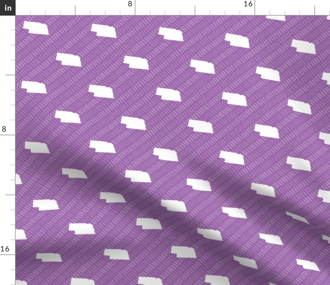 Nebraska State Shape Pattern Purple and White Stripes