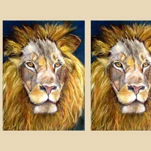panel lion chalk pastel original 2 panels per fat quarter  PSMGE
