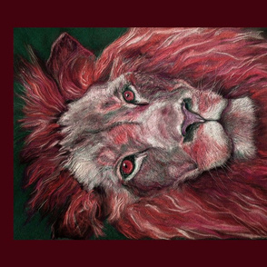 PANEL TEXTURED LION burgundy coral copper DRAWING FELINE PSMGE 4 PANELS PER  yard