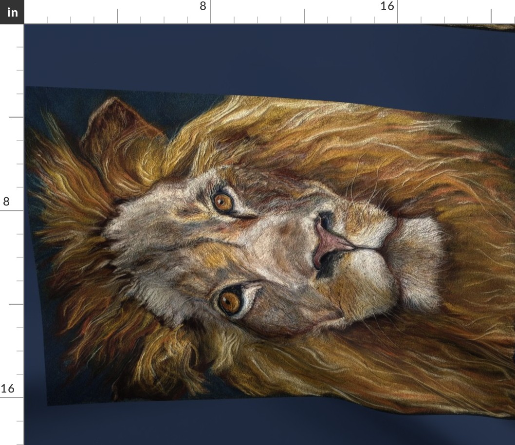 PANEL TEXTURED LION natural brown beige DRAWING FELINE PSMGE 4 PANELS PER FAT QUARTER