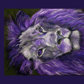 PANEL TEXTURED LION PURPLE DRAWING FELINE PSMGE 4 PANELS PER yard