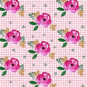 4" Bright Pink Flowers Pink Squares